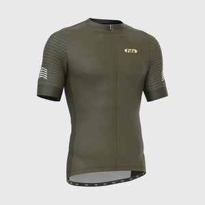 Fdx men’s Green full zip short sleeves best cycling jersey Hi-Viz Reflective details breathable summer lightweight biking top, Hi-Viz Reflective skin friendly half sleeves mesh cycling shirt for indoor & outdoor riding with two back & 1 zip pockets