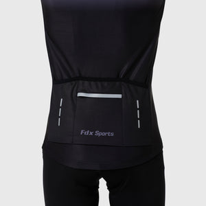 Fdx Men's Reflective Grey & Black Long Sleeve Cycling Jersey for Winter Roubaix Thermal Fleece Road Bike Wear Top Full Zipper, Pockets & Hi viz Reflectors - Duo