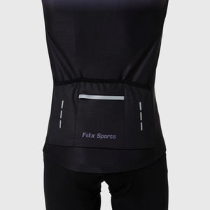 Fdx Womens Black & Grey Long Sleeve Cycling Jersey for Winter Roubaix Thermal Fleece Road Bike Wear Top Full Zipper, Pockets & Hi-viz Reflectors - Duo