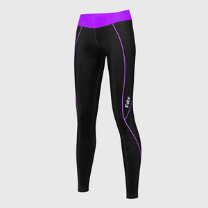 Fdx Black & Purple Compression Tights Leggings Gym Workout Running Athletic Yoga Elastic Waistband Stretchable Breathable Training Jogging Pants - Monarch