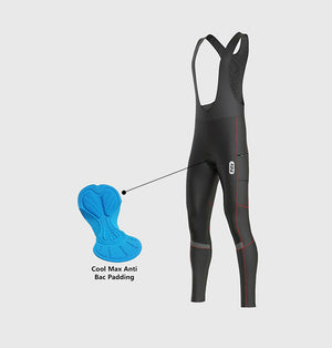 Fdx All Day Red Men's Thermal Winter Cycling Cargo Bib Tights