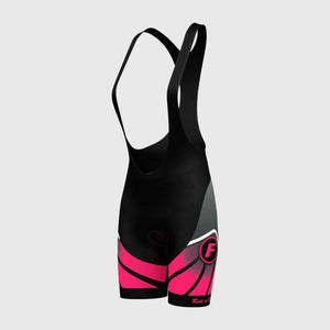 Fdx Womens Black & Pink Gel Padded Cycling Bib Shorts For Summer Best Outdoor Road Bike Short Length Bib - Signature