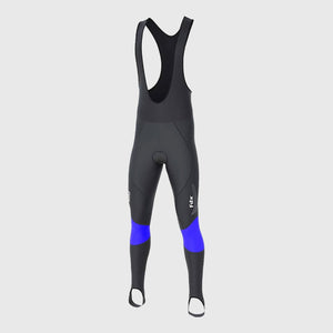 Fdx Thermodream Blue Men's Gel Padded Winter Cycling Bib Tights โ gel-padded, thermal bib tights in blue, providing warmth and comfort for cold-weather cycling.