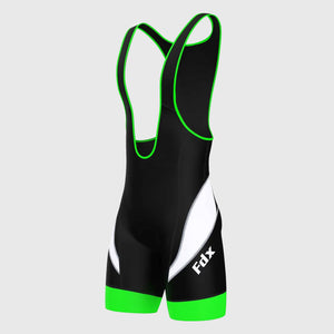 Fdx Men's Best Black & Green Gel Padded Cycling Bib Shorts For Summer Best Outdoor Road Bike Short Length Bib - Windsor