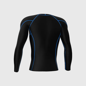 Fdx Compression Top for Men's Black & Blue Running Gym Workout Wear Rash Guard Stretchable Breathable - Thermolinx