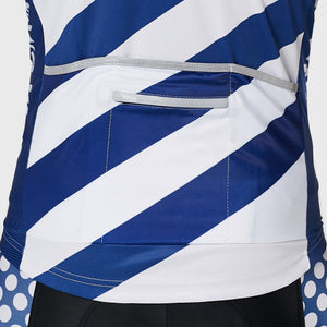 blue & white Men’s best Fdx full zip short sleeves cycling jersey Hi-Viz Reflective details breathable summer lightweight biking top, skin friendly Hi-Viz Reflective half sleeves cycling shirt for indoor & outdoor riding with two back pockets