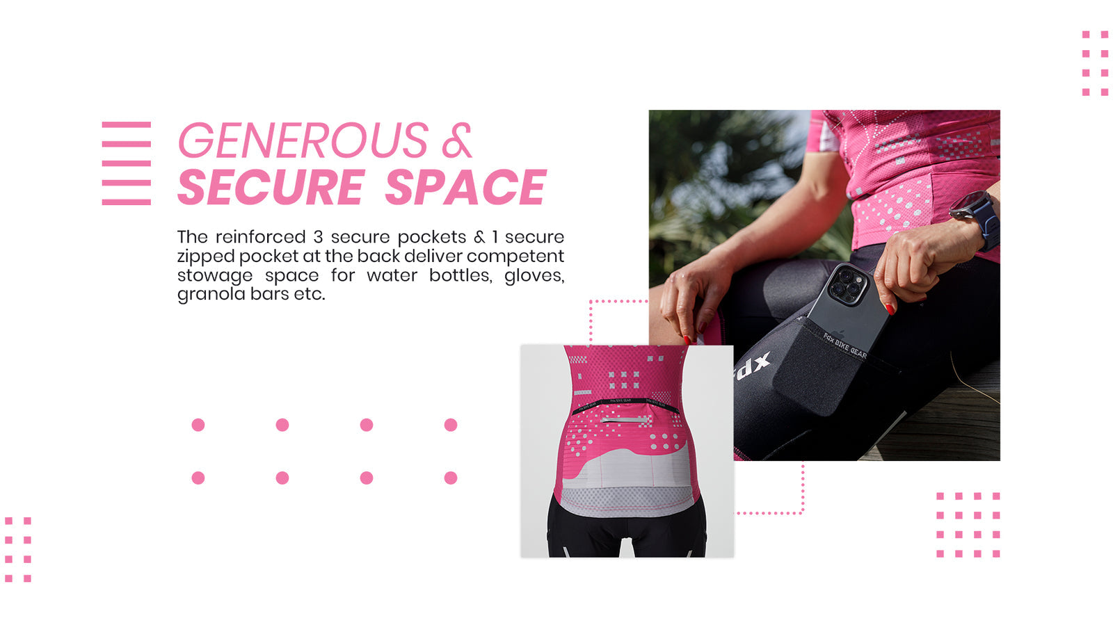 Fdx Women's Pink Short Sleeve Cycling Jersey Lightweight Breathable Fleece Compressive Fit Hi Viz Reflectors Pockets Summer Cycling Gear Australia