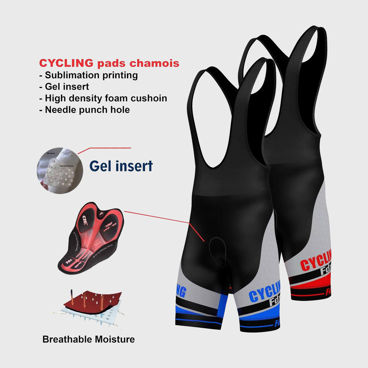 Fdx Apex Men's Summer Cycling Padded Bib Shorts