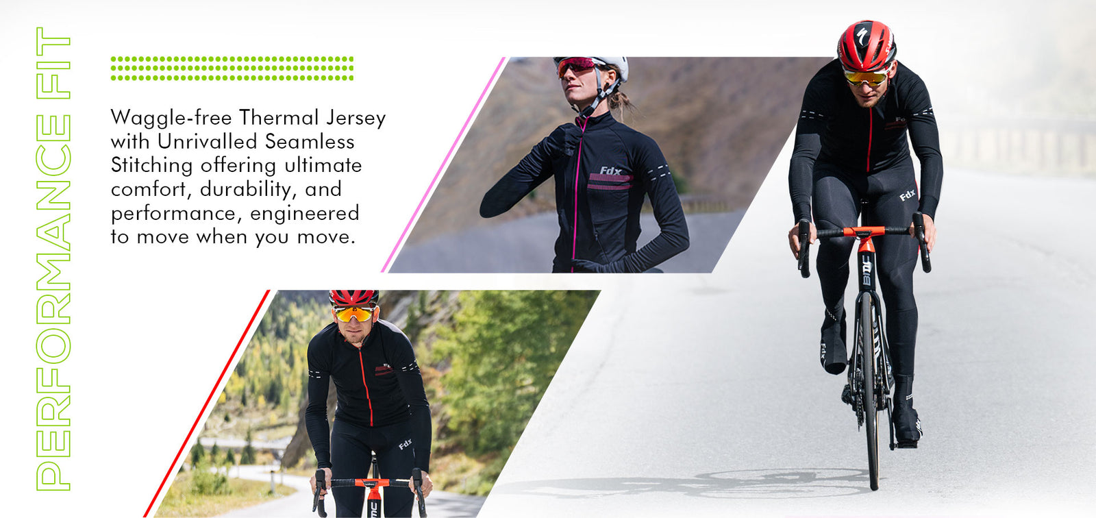 Fdx Black, Pink & Red Thermal Long Sleeve Jersey, Bib Tights, Full Gloves Socks Hi Viz Reflector & Pocket Winter Men Women Cycling Gear Australia