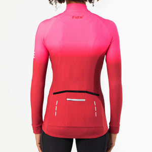 FDX Women’s Pink & Maroon full sleeves cycling jersey Windproof Thermal fleece Roubaix Winter Cycle Tops, lightweight long sleeves Warm lined shirt for biking