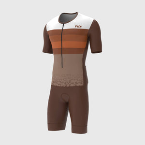 FDX Men Brown Evo Triathlon & Racing Suit Anti Bac Padded, 4 way stretch Fabric Best for Training & Race, Lightweight, Breathable & Quick Dry Au