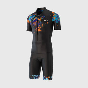 FDX Men Black Spirit Triathlon & Racing Suit Anti Bac Padded, 4 way stretch Fabric Best for Training & Race, Lightweight, Breathable & Quick Dry Au