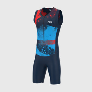 FDX Men navy Blue Flash Triathlon & Racing Suit Anti Bac Padded, 4 way stretch Fabric Best for Training & Race, Lightweight, Breathable & Quick Dry Au