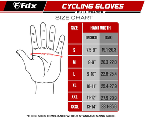Fdx Dryrest Blue Full Finger Gel Padded Winter Cycling Gloves