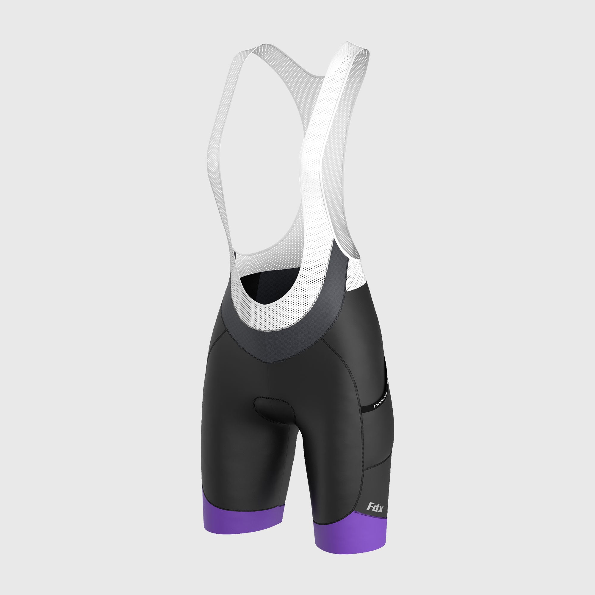 Fdx Women's Black & Purple Cushion Padded Cycling Bib Shorts For Summer Best Outdoor Road Bike Short Length Bib - Essential