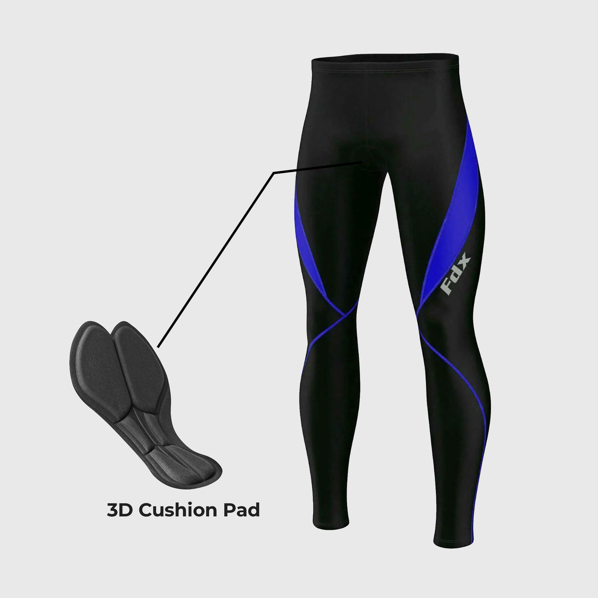 Fdx Men's Blue 3D Anti Bacterial Gel Padded Cycling Tights For Winter Roubaix Thermal Fleece Reflective Warm Leggings - Viper Bike Long Pants