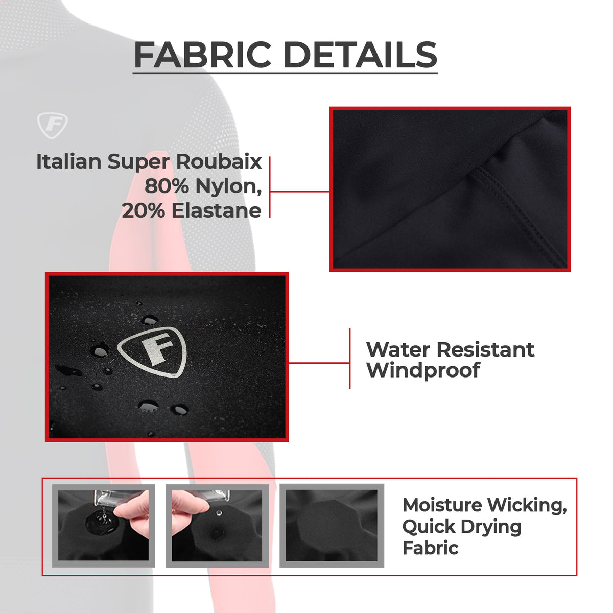 Fdx Men's Reflective Black Long Sleeve Cycling Jersey for Winter Roubaix Thermal Fleece Road Bike Wear Top Full Zipper, Pockets & Hi viz Reflectors - Thermodream