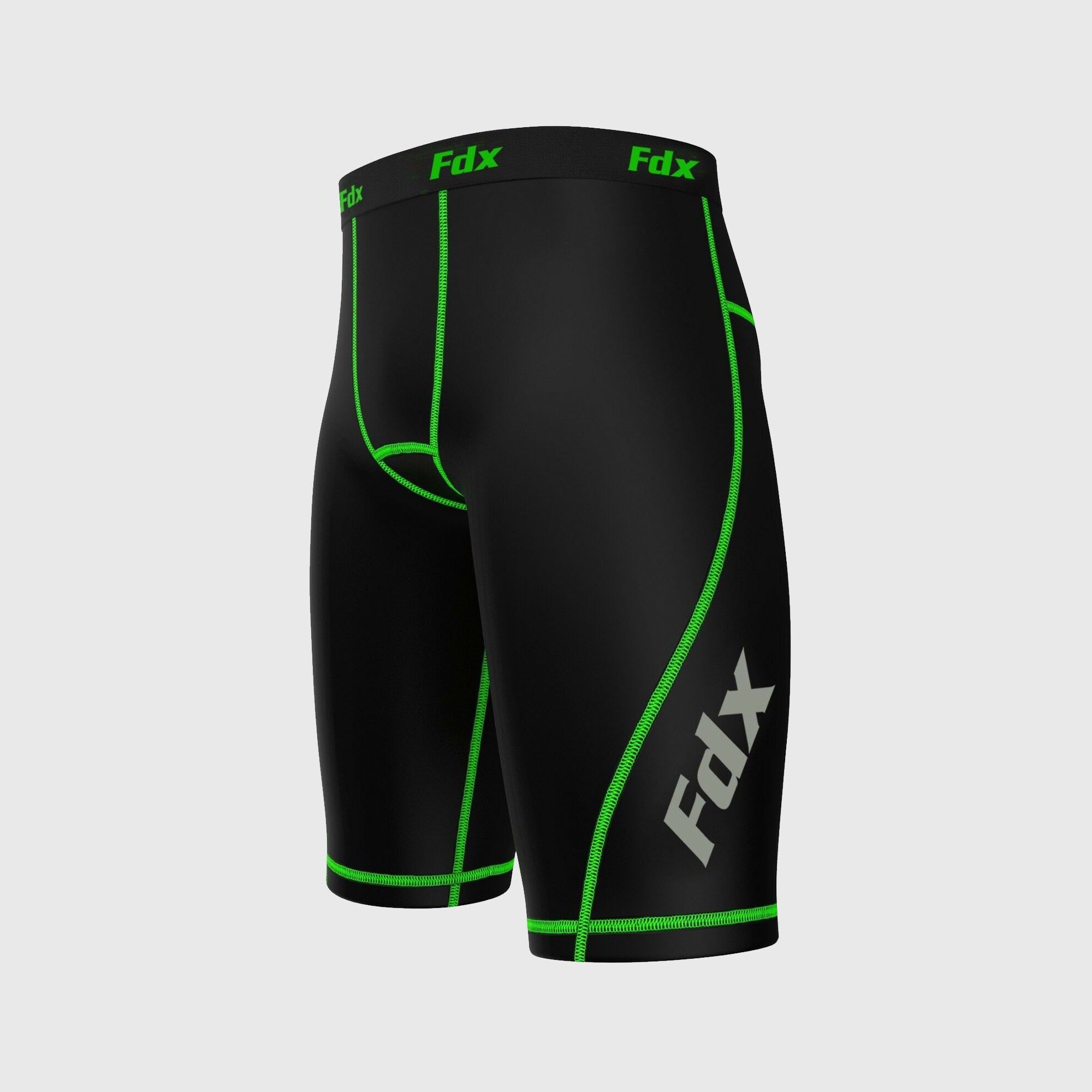 Fdx Men's Black & Green Compression Shorts Gym Workout Running Athletic Yoga Elastic Waistband Stretchable Breathable