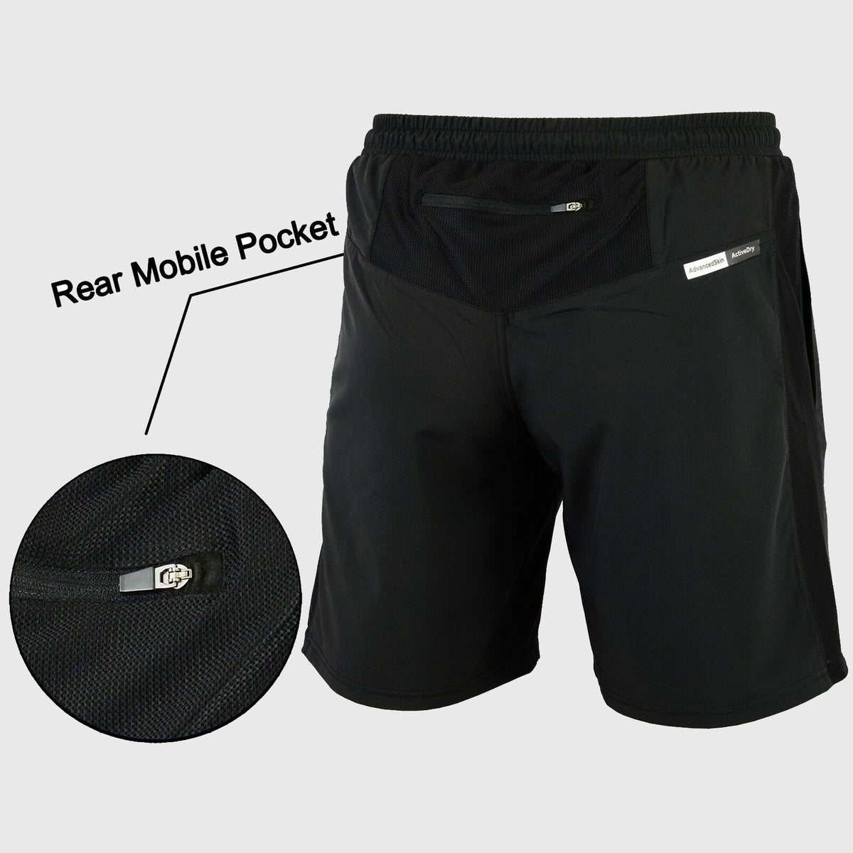 FDX Black Best Men's Breathable Running Shorts Hi Vis Reflectors Waist Belt Anti Odor Moisture Wicking & Perfect for Trekking, Tennis, squash & Gym Sports & Outdoor