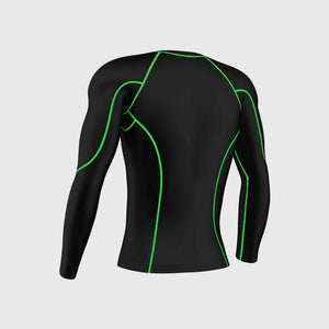 Fdx Breathable Compression Top for Men's Black & Green Running Gym Workout Wear Rash Guard Stretchable Breathable - Thermolinx