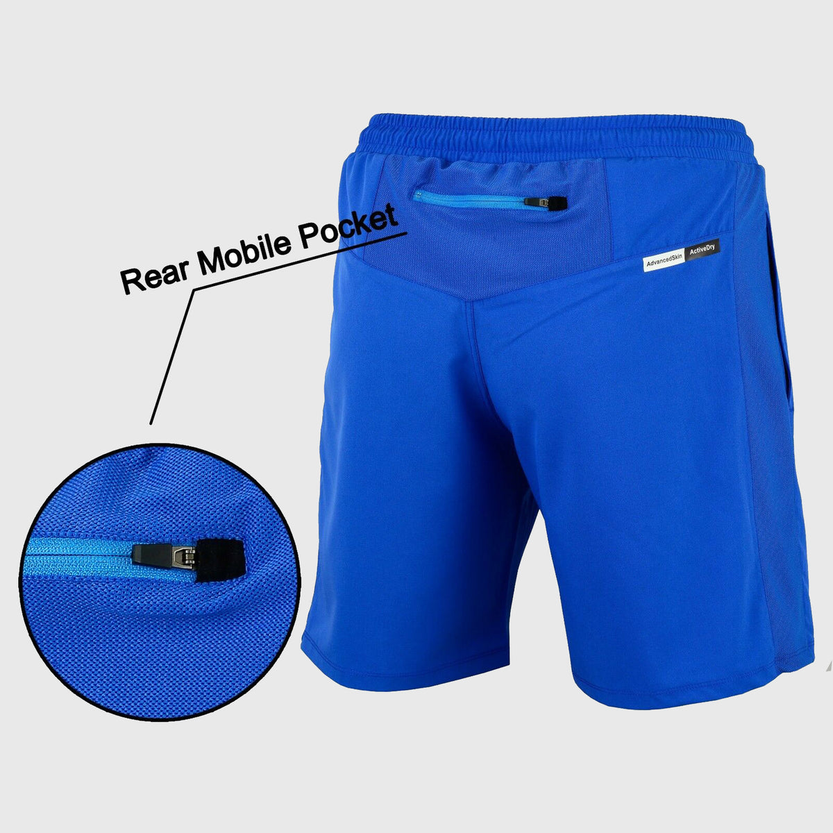 FDX Blue Best Men's Breathable Running Shorts Hi Vis Reflectors Waist Belt Anti Odor Moisture Wicking & Perfect for Trekking, Tennis, squash & Gym Sports & Outdoor