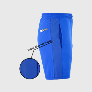 FDX Blue Men's Breathable Running Shorts Reflective Details & Pockets Waist Belt Anti Odor Moisture Wicking & Perfect for Trekking, Tennis, squash & Gym Sports & Outdoor