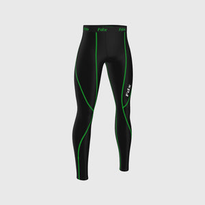 Fdx Black & Green Compression Tights Leggings Gym Workout Running Athletic Yoga Elastic Waistband Stretchable Breathable Training Jogging Pants - Thermolinx