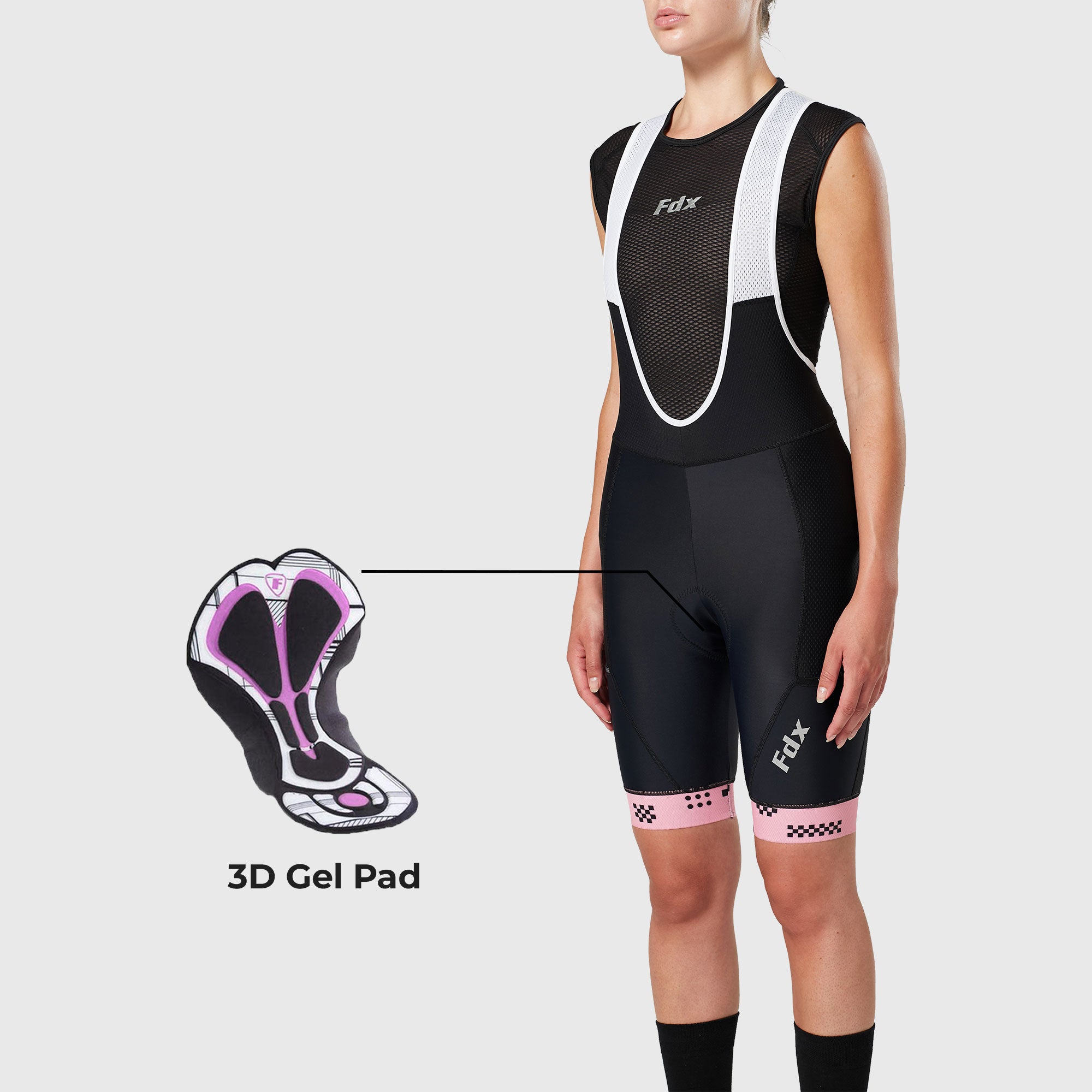 Fdx Women's Tea Pink Gel Padded Cycling Bib Shorts For Summer Best Breathable Outdoor Road Bike Short Length Bib - All Day