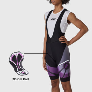 Women’s purple & Black Cycling Bib Shorts 3D Gel Padded comfortable biking bibs - Breathable Quick Dry bibs, ultra-light stretchable shorts with pockets