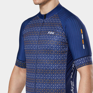 Fdx men’s blue short sleeves best cycling jersey breathable summer lightweight biking hi-viz Reflective details top, skin friendly full zip half sleeves mesh cycling shirt AU