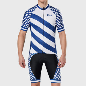 Fdx Mens Breathable White Short Sleeve Cycling Jersey & Gel Padded Bib Shorts Best Summer Road Bike Wear Light Weight, Hi-viz Reflectors & Pockets - Equin