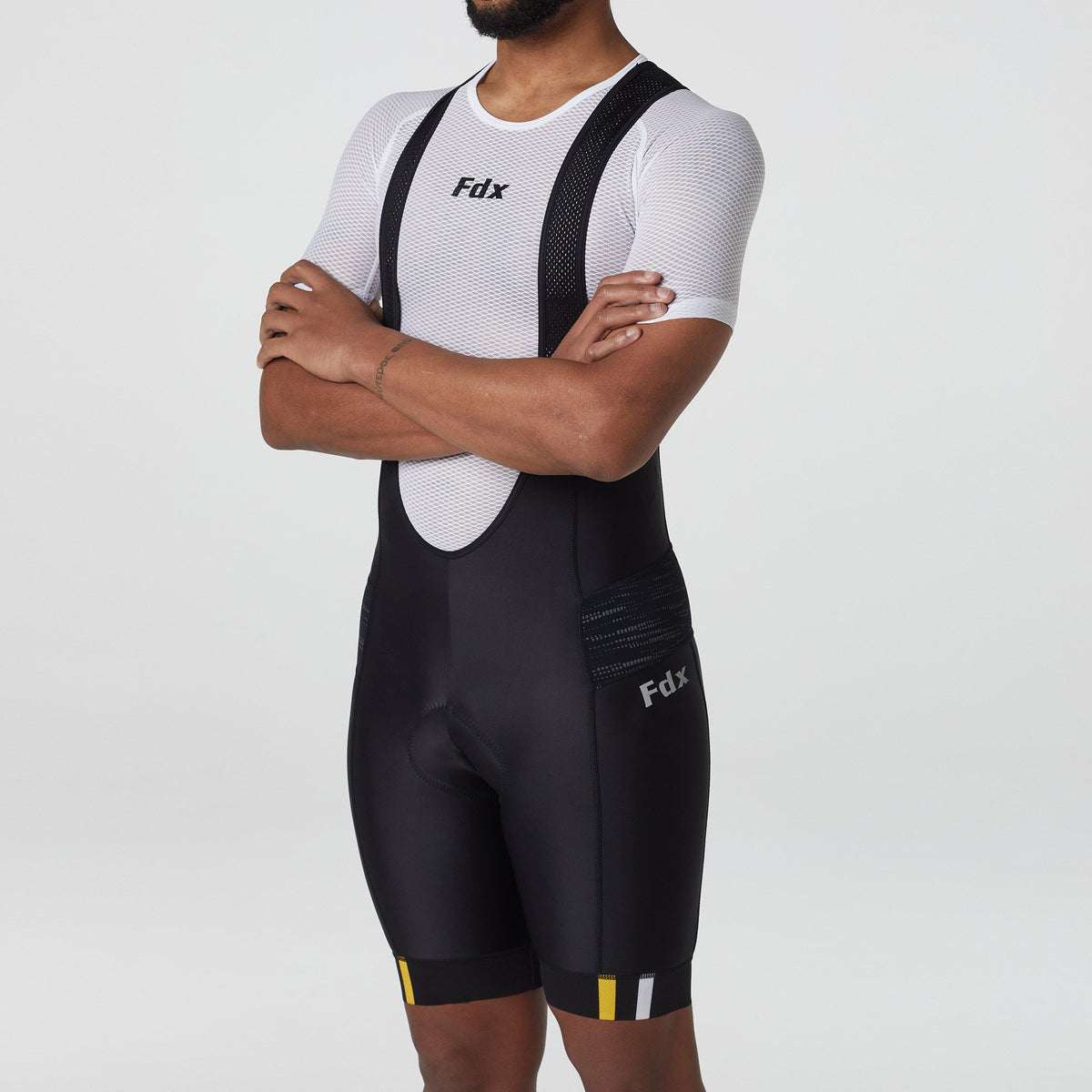 Fdx Men's Summer Thermal Gel Padded Cycling Bib Shorts Black & yellow Roubaix Thermal Fleece Reflective Warm Leggings - Velos Bike Shorts