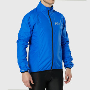 Fdx Men's Softshell Cycling Jacket Blue for Winter Thermal Casual Clothing Lightweight, Shaver proof, Packable ,Windproof, Waterproof & Pockets
