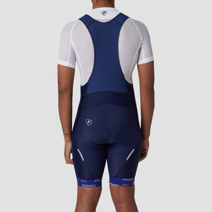 Fdx Mens Blue Short Sleeve Cycling Jersey & Gel Padded Bib Shorts Best Summer Road Bike Wear Light Weight, Hi-viz Reflectors & Pockets - All Day