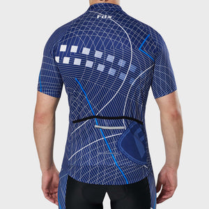 FDX Men’s Blue short sleeves cycling jersey breathable summer biking top, lightweight skin friendly half sleeves mesh riding shirt for cycling ,indoor & outdoor 