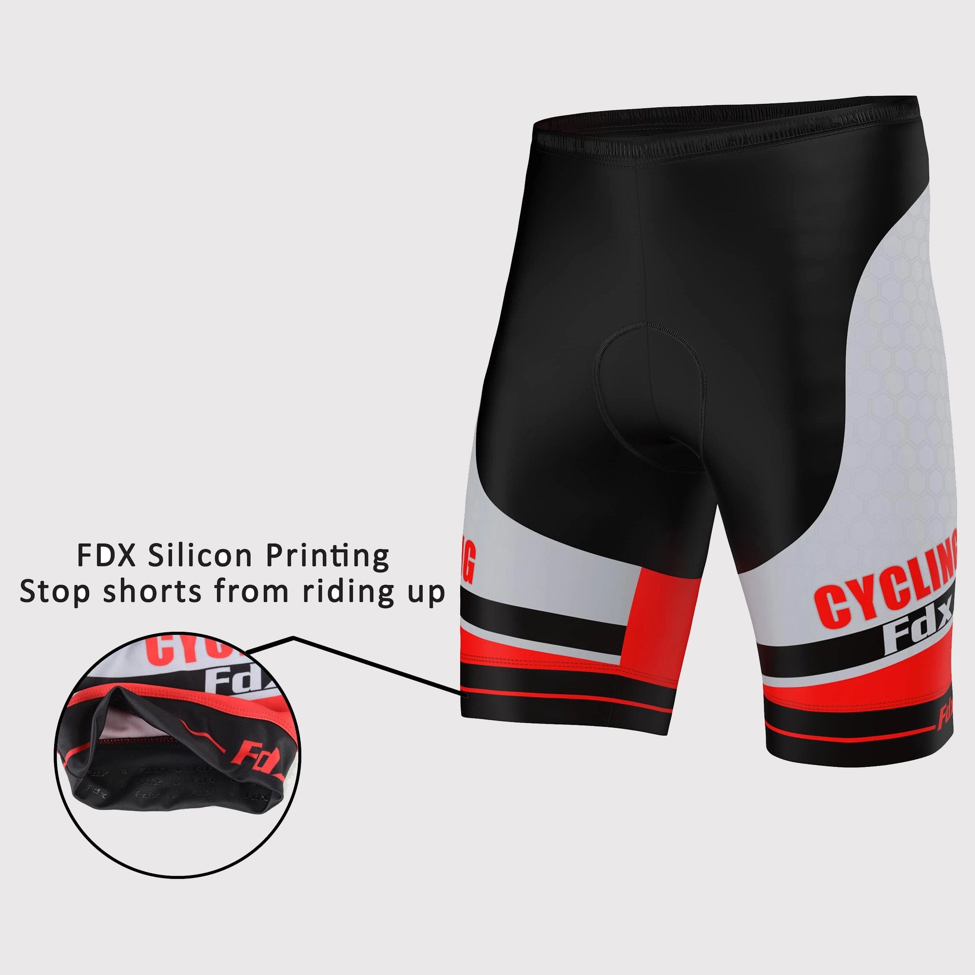 Fdx Best Men's Black & Red Gel Padded Cycling Shorts for Summer Best Outdoor Knickers Road Bike Short Length Pants - Apex