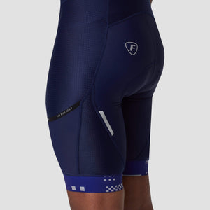 Fdx Mens Blue Short Sleeve Cycling Jersey & Gel Padded Bib Shorts Best Summer Road Bike Wear Light Weight, Hi-viz Reflectors & Pockets - All Day