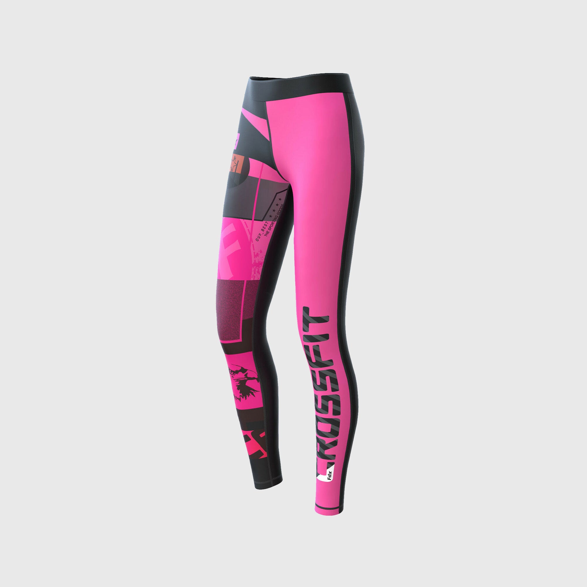 Fdx Black & Pink Compression Tights Leggings Gym Workout Running Athletic Yoga Elastic Waistband Stretchable Breathable Training Jogging Pants - Amrap