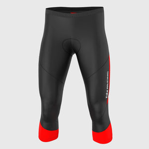 Fdx Men's Black & Red 3/4 Cycling Shorts Summer Gel Padded Lightweight Breathable Fabric Hi Viz Reflectors Pocket Leg Gripper Cycling Gear