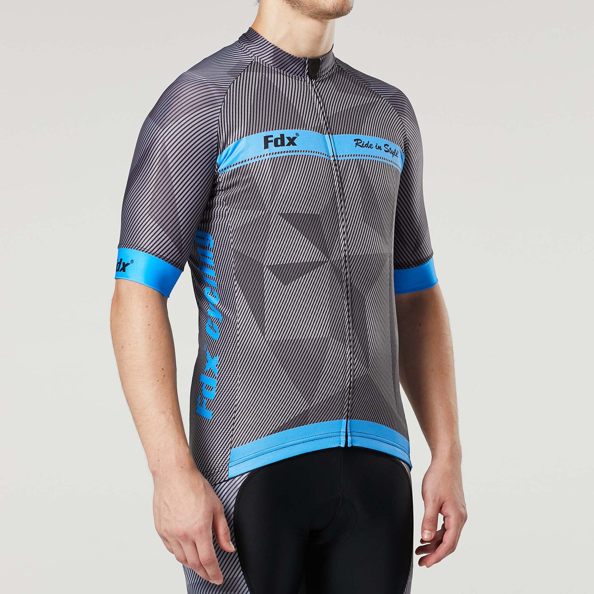 Fdx Splinter Blue Men's Short Sleeve Summer Cycling Jersey