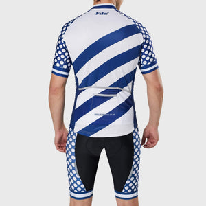 Fdx Short Sleeve Cycling Jersey & Gel Padded Bib Shorts for Mens White Best Summer Road Bike Wear Light Weight, Hi-viz Reflectors & Pockets - Equin