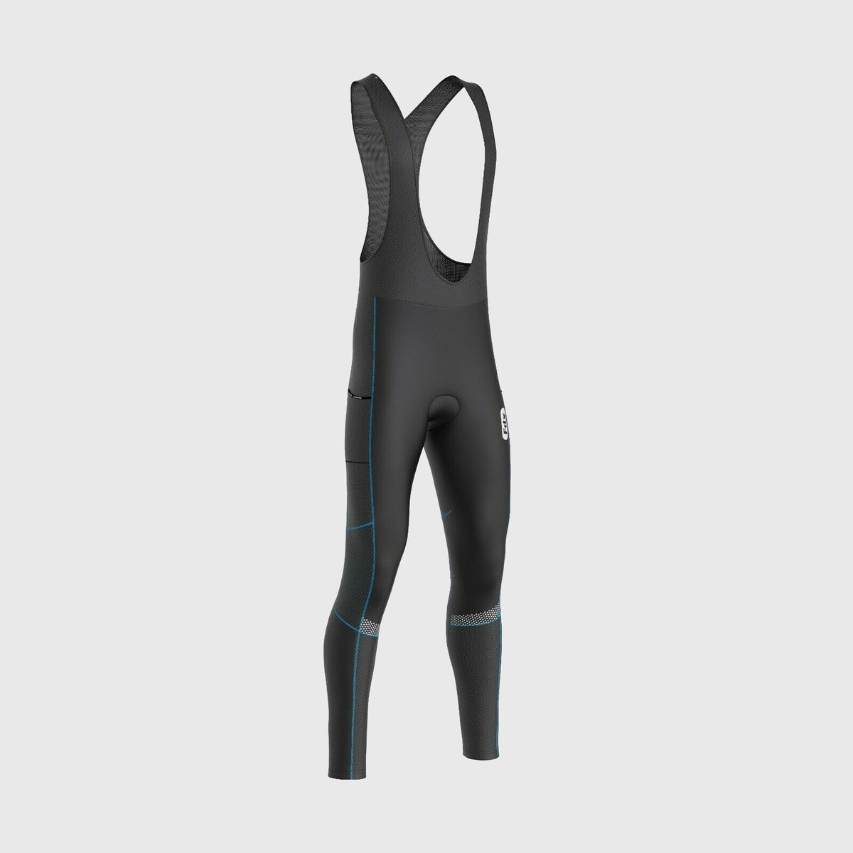 Fdx All Day Blue Men's Thermal Winter Cycling Cargo Bib Tights