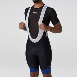 Fdx Mens Black & Blue Short Sleeve Cycling Jersey Summer Breathable Mesh Fleece Fabric, Bib Short Hi Viz Reflectors & Pockets Cycling Gear Australia