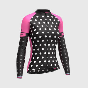 FDX Women’s Pink & Black full sleeves cycling jersey windproof warm Roubaix winter biking top, lightweight long sleeves thermal fleece shirt for bike riding