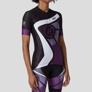 FDX Women’s Black & Purple short sleeves cycling jersey breathable quick dry top, lightweight skin friendly half sleeves summer biking shirt for outdoor sports