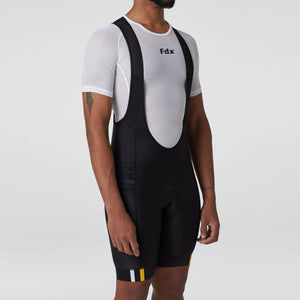 FDX Men Black & Yellow Comfortable Road Summer Cycling Bib Short, Sweat Wicking, elasticated & Hi Viz Reflectors & Padding Cycling Apparel Australia
