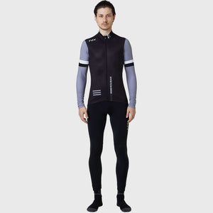 Fdx Mens Zipper Black & Grey Long Sleeve Cycling Jersey for Winter Roubaix Thermal Fleece Road Bike Wear Top, Pockets & Hi-viz Reflectors - Limited Edition