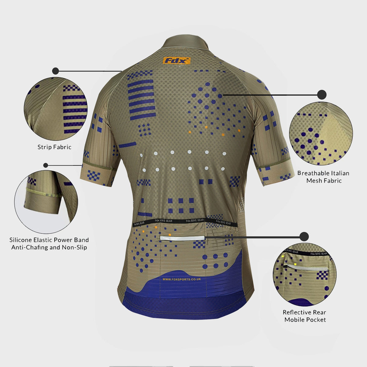 Fdx men’s best green short sleeves cycling jersey breathable summer lightweight hi-viz Reflective details biking top, skin friendly full zip half sleeves mesh cycling shirt for indoor & outdoor riding with two back & 1 zip pockets