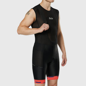 Fdx Men's Storage Pockets Anti Sweat Gel Padded Cycling Bib Shorts Black & Red For Summer Roubaix Thermal Fleece Reflective Warm Leggings - All Day Bike Shorts
