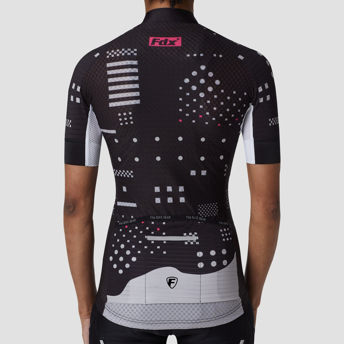 Fdx Women's Black Short Sleeve Cycling Jersey for Summer Best Road Bike Wear Top Light Weight, Full Zipper, Pockets & Hi-viz Reflectors - All Day